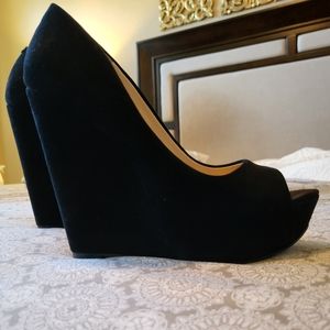 Jessica Simpson Black Suede Wedges sz 7.5